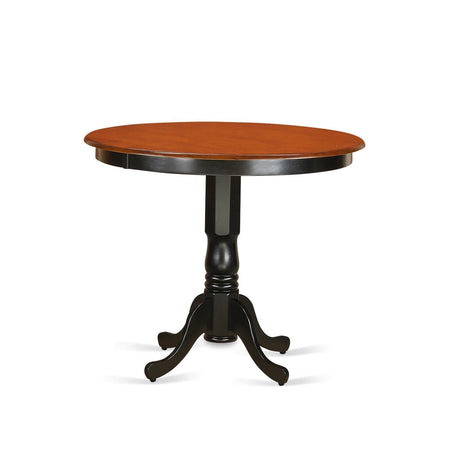 East West Furniture TRFA5-BLK-W 5 Piece Counter Height Pub Set Includes a Round Dining Room Table and 4 Kitchen Chairs, 42x42 Inch, Black & Cherry East West Furniture