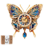 Rnfinewow 3D Puzzles for Adults, Butterfly Design Clock Kit with Pendulum, Beginner 3D Wooden Puzzle Model Kit Wall Decor, Butterfly Puzzle DIY Crafts for Mom, Women and Grandma