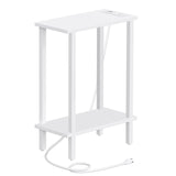 TUTOTAK Small End Table with Charging Station, Narrow Side Table with USB Ports and Outlets, Skinny Sofa Table, Slim Nightstand, Living Room, Bed Room, White TB01BW060 TUTOTAK