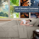 HEVUMYI Linen Full Comforter Set - 7-Piece All Season Bed in a Bag Full, Ultra Soft Bedding Set with Comforter, Flat Sheet, Fitted Sheet, Pillowcases, Pillow Shams HEVUMYI