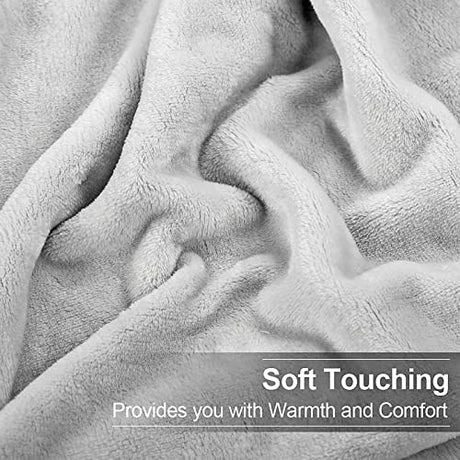 EASELAND Soft Queen Size Blanket Warm Microplush Lightweight Thermal Fleece Blankets for Couch Bed Sofa,90x90 Inches,Silver Gray EASELAND