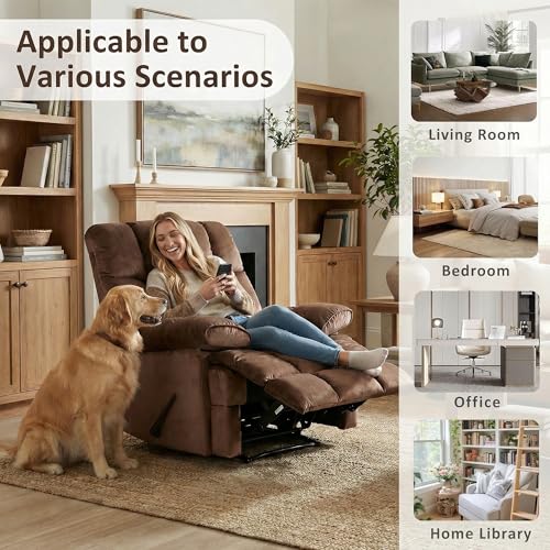 Chizzyseat Manual Adjustable Oversized Recliner Chair with Phone Holder, Extra Large Recliner for Heavy Duty Adults 400lbs, Big Man Recliners for Living Room, Nursery, RV