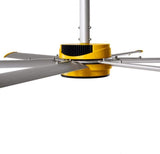 Big Ass Fans E-Series 7 ft Industrial 6 Blade Ceiling Fan Gearless Direct Drive Motor, High Volume Low Speed, Wired Wall Controller, 110-125V/1ph - Silver/Yellow Big Ass Fans