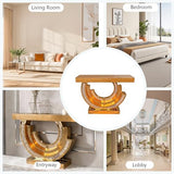 MELAABUU Mirrored Console Table, 42.9" Brown Rectangle Sofa Table with Sparkling Crystal 3C Shaped Base, Modern Luxury Mirrored Furniture with Diamond Glass Effects for Entryway Hallway Entrance MELAABUU