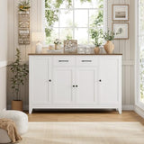 HORSTORS 55" Buffet Cabinet with Storage, Kitchen Buffet Sideboard with Drawers, Large Storage Cabinet with Doors and Shelves, Modern Farmhouse Coffee Bar for Kitchen, Dining Room, Living Room, White HORSTORS