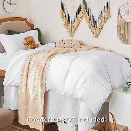 Bedsure Duvet Cover Twin/Twin XL Size - 2 Pieces Prewashed Cotton-Like Polyester Extra Soft Bedding Set, Includes 1 Twin Duvet Cover 68''x90'' with Zipper Closure & 1 Pillow Sham, White, No Comforter Bedsure
