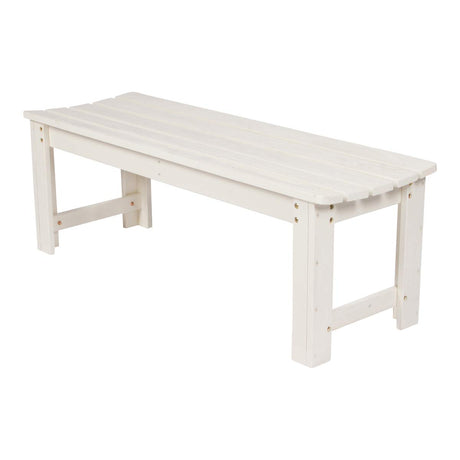 Shine Company Outdoor Wooden Backless Patio Garden Bench, 4 Ft, Eggshell White Shine Company