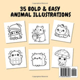 Animals Cute & Funny 2: Bold and Easy Coloring Book for Kids and Adults, 35 Relaxing Stress Relief Illustrations (Bold and Easy Coloring Books) WoodArtSupply