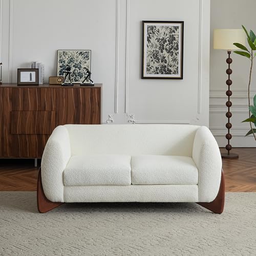 Christopher Knight Home Alma 63" Boucle Loveseat with Wood Legs, 2 Seater Sofa Couches for Living Room, Upholstered Couch Chair, Soft Seating Lounge Sofa Chair, Cozy Loveseat with Armrest, Beige Christopher Knight Home
