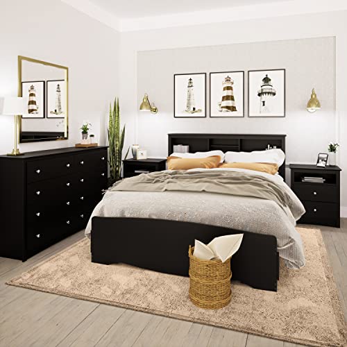 Prepac Sonoma 8 Drawer Double Dresser for Bedroom, 15.75" D x 59" W x 36.25" H, Black - WoodArtSupply