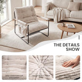 HavBeat Comfy Accent Chair Cozy Reclining Sleeper Oversized Recliner Arm Chairs for Living Room Modern Lounge Armchair with Wood Armrests Sturdy Upholstered Single Sofa for Bedroom Home Office
