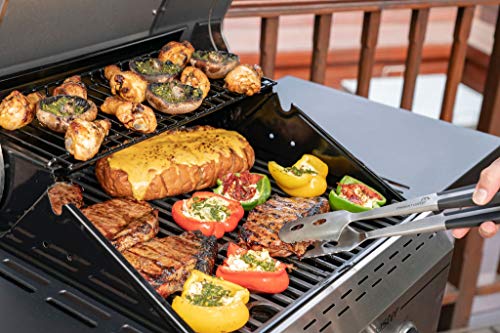 Megamaster 2-Burner Propane Barbecue Gas Grill with Foldable Side Tables, Perfect for Camping, Outdoor Cooking, Patio, Garden Barbecue Grill, 28000 BTUs, Silver and Black, 720-0864MA Megamaster
