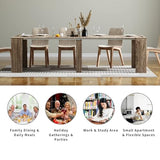 HOMBIX Extendable Console to Dining Table for 12, Transformer Dining Table, Folding Space Saving Dining Room Table Multipurpose Use, Grey HOMBIX