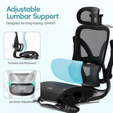 Alllion Ergonomic Mesh Office Chair, Home Desk Chair Comfy High Back with Adjustable Lumbar Support, 3D Headrest, Flip-up Arms, Big and Tall Reclining Computer Gaming Chairs for Men Women, Black Alllion