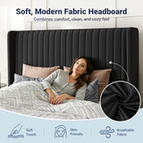 Allewie Queen Size Lift Up Storage Bed Frame, Hydraulic Support System, Upholstered Platform Bed Frame, Underneath Storage, Vertical Channel Tufted Headboard with Wingback, No Box Spring Needed, Black Allewie