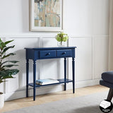 Leick Home Coastal Console Table, Solid Wood, 2 Storage Drawers, Bottom Display Shelf, Narrow Depth, Easy-Assembly, for Living Room/Hallway, Navy Blue, 30.0 in. W x 11.0 in. D x 28.0 in. H, 20027-NV Leick Home
