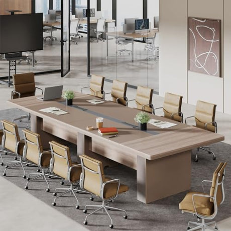 SNKBOAT Conference Table 12 ', Modern Meeting Table for 10-12 People, Modern Conference Room Table with Cable Management & 1.61" Thickened Desktop, for Office Conference SNKBOAT
