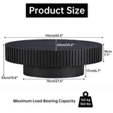 Drum Oval Coffee Table Black Wood Coffee Table Mid Century Rustic Coffee Table Irregular Elliptical Coffee Table Olive Pedestal Coffee Table for Farmhouse Living Room (Black, 44*24*14 inch) WUPDPQS