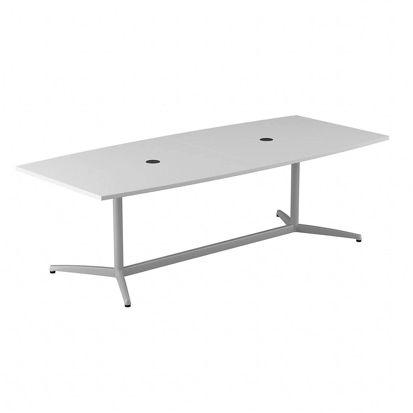 Bush Business Furniture Conference Table for 6-8 People with Sturdy Metal Base in White | Boat Shaped 8 Foot Meeting Desk for Office Boardrooms | 96Wx42D