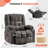 MAHOMICO Recliner Chair with Cup Holders for Living Room Single Seat Manual Oversized Recliner with Ergonomic, Side Pocket for Adult