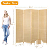 Salfanre Bamboo Room Divider 4 Panel, Folding Privacy Screens for Room Separation, 5.6 FT Freestanding Room Divider for Home, Bedroom and Office, Assembly-Free, Natural Salfanre
