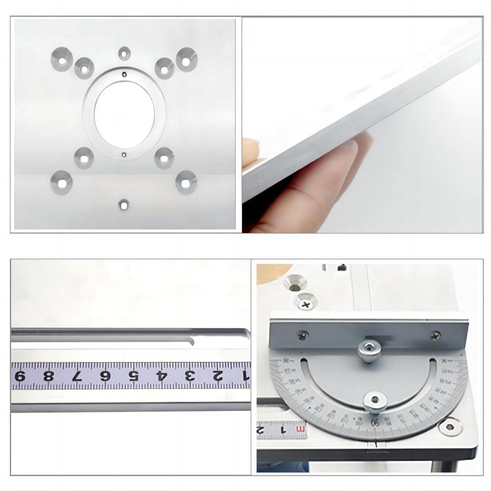 KETIPED Aluminium Router Table Insert Plate,Woodworking Benches Router Flip Plate with Miter Gauge Guide,Fence Sliding Brackets,Tenon Ruler,MG-053SV KETIPED