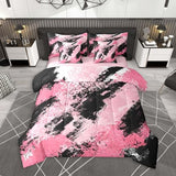 Feelyou Pink and Black Comforter Set with Sheets King Size Abstract Minimalist Bedding Set for Boys Girls Modern Geometric Bed in a Bag 7 Pieces Microfiber Feelyou