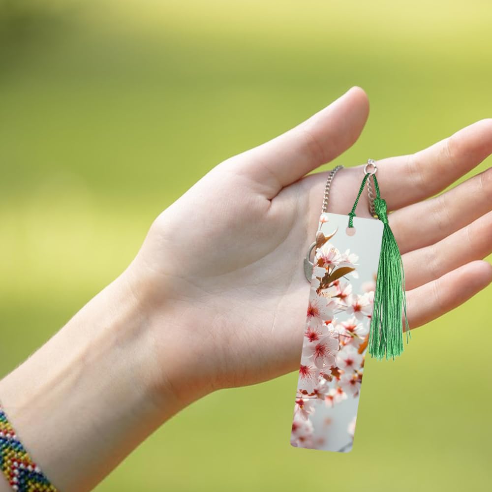 VYNYJOAN Sublimation Blank Bookmarks 15pcs Double-Side Heat Transfer Metal Bookmarks with Tassels DIY Projects (12cm x 3.2cm) VYNYJOAN