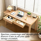 Sindasco Solid Wood Desk,47" Oak Wooden Desk with Drawers,Mid Century Modern Small Computer Desk with Drawers for Small Spaces Home Office Solid Wood Writing Desk (Wood Color-2, 47") Sindasco
