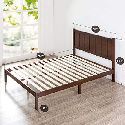 Zinus Adrian Wood Rustic Style Platform Bed with Headboard / No Box Spring Needed / Wood Slat Support, Full,OLB-SWPBHR-12F,Brown