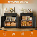 BESFUR Metal Storage Cabinet, Garage Storage Cabinet with 2 Drawers and Adjustable Shelf, Locking Short Storage Cabinet for Office Garage Home, Black Metal Cabinets(36" H x 31.5" W x 16" D) BESFUR