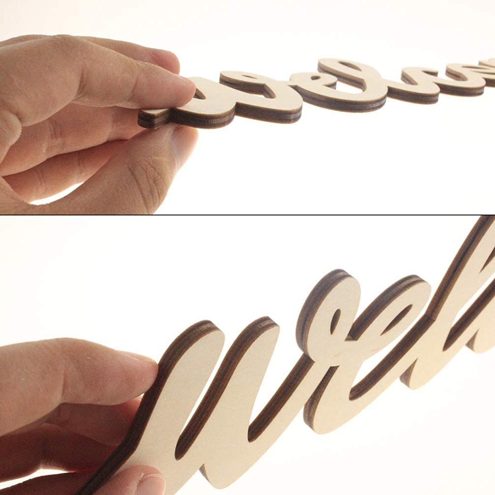 NUOBESTY 5PCS Welcome Wood Sign Cutout Unfinished Wooden Letter Sign Farmhouse Front Door Sign with 5pcs Ropes Decorative DIY Block Words Plaque for Easter Wreath Wall Art Decoration NUOBESTY