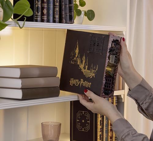 Revell Book Nook Kit Harry Potter - Diagon Alley Miniature DIY Kit 9" Booknook 3D Wooden Puzzle with LED Light Bookshelf Décor Gift for Adults Women Men
