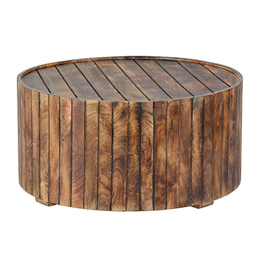 The Urban Port 34-Inch Handmade Wooden Round Coffee Table