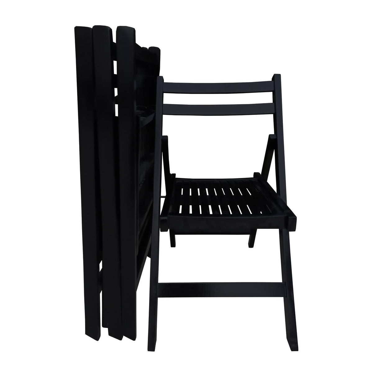 4-Piece Set of Indoor and Outdoor Wood Folding Chairs,Wedding Chair Wooden Slatted Seat for Dining Room Kitchen Balcony Wedding Occasion Events (Black) Ochangqi