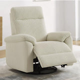 KISLOT Swivel Rocker Recliner for Adults, Corduroy 360 Degree Swivel Glider Recliner Manual 3-Position Adjustable Easy Assembly for Small Space Living Room Nursery Bedroom