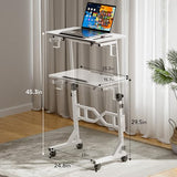 Oransail Small Standing Desk with Wheels, 29.5-45.3 Inch Adjustable Height, Portable Treadmill Desk, Rolling Computer Table for Walking Pad with a Cup Holder and a Hook Oransail