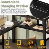 MoproBeti Full Size Loft Bed with Desk and Stairs,Metal Loft Bed Full with Wardrobe and Shelf, High Loft Bed with LED Light and USB for Kids, Teens, Junior, Adults,Black MoproBeti