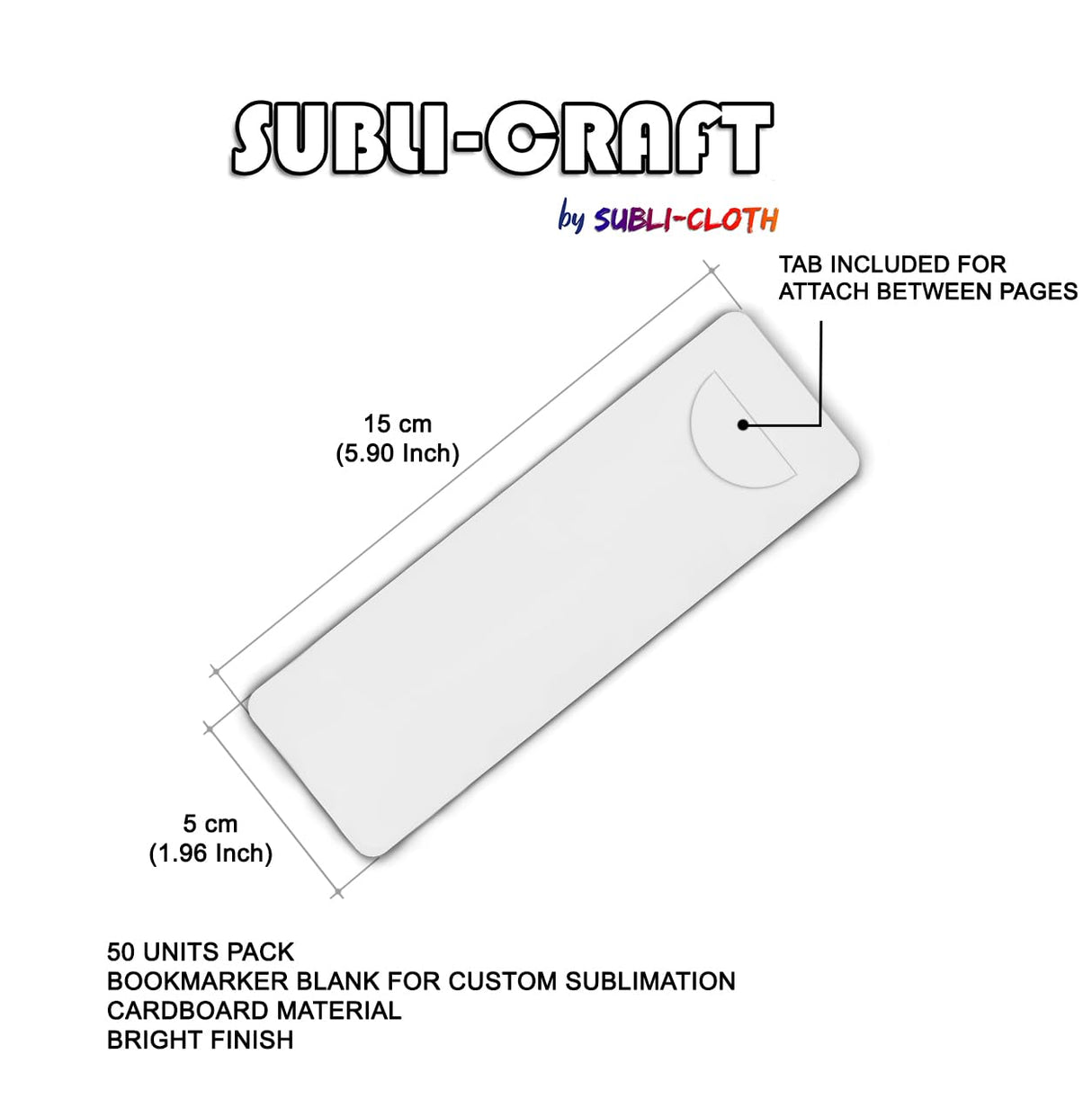 Subli-Craft Bookmark Cardboard Custom Sublimation Pack 50 Units by Subli-Cloth Design Subli-Cloth