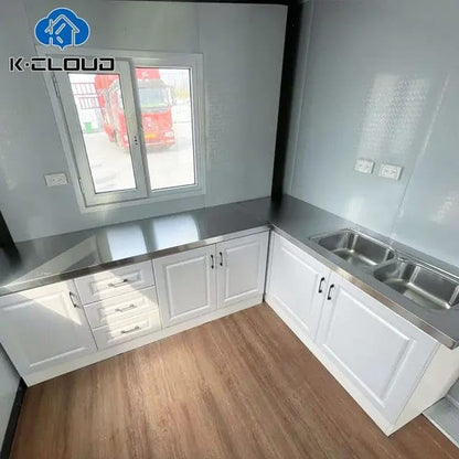 Tiny Expandable Prefab House with 1 Bathroom, 3 Rooms & 1 Kitchen - Foldable Container Home, Portable Tiny House for Small Family, Modular Guest House 40 FT