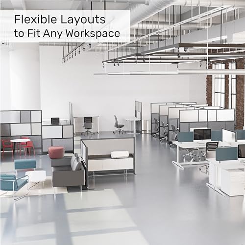 Workflow Modular Wall | Room Divider with Whiteboard, Sound Dampening, & Frosted Acrylic Panels | Expandable Office Partition for Privacy & Stability (53" x 70") S Stand Up Desk Store
