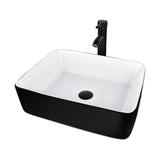 SOLIDEE 28 Inch Black Floating Bathroom Vanity with 1-Door and 1-Drawer, Modern Wall Mounted Cabinet with Black White Ceramic Vessel Sink Top SOLIDEE