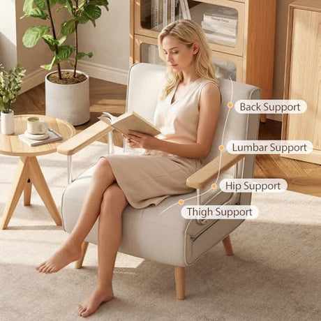 3 in 1 convertible sleeper sofa bed - Portable Rollaway Guest Bed Space-Saving Foldable Design for Easy Storage Futon Chair with 6-Level Adjustable Backrest for Guest Room Apartment Dorm, Cream Beige TIMBERKNOWS