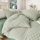 LifeTB Green Gingham Comforter Set King Modern Style Plaid Comforter Set 3 Pieces Boho Grid Comforter with 2 Pillowcases Soft Fluffy Checkered Pattern Comforter Farmhouse Gingham Bedding Set King LifeTB
