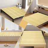 Japanese Tatami Mat Floor Bed, Knotless Solid Wood, Roll-Up Slatted Bed Plate with 2 Storage Straps, Moisture-Proof and Breathable for Floor Sleeping or Futon Mattress, Queen FHNI