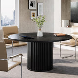 Tribesigns 47-Inch Round Conference Table, Black Meeting Table for 4-6 People, Small Office Desk with Sturdy Metal Base, Perfect for Conference Room or Small Workspaces, Black Tribesigns