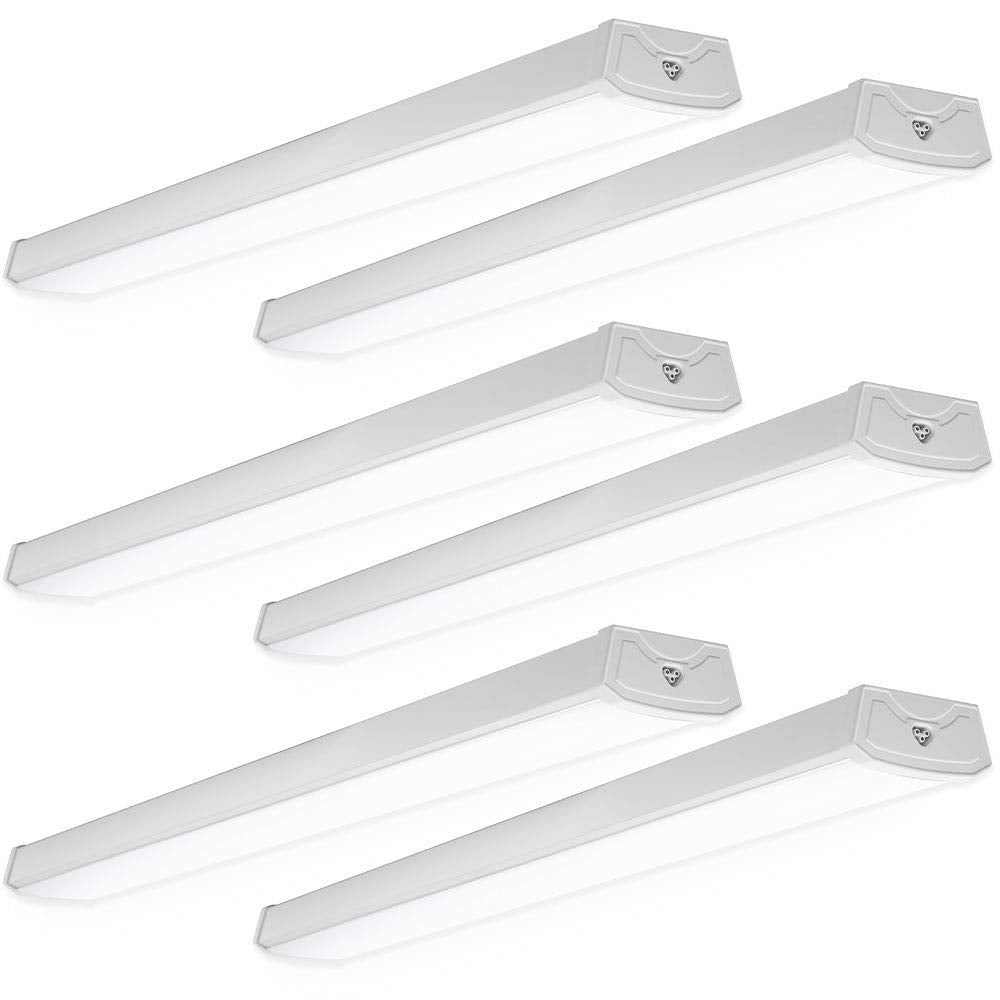 Sunco 6 Pack LED Wraparound Light Fixture 4FT, Garage Ceiling Lights, Linkable 40W=300W, 3500 LM, 5000K Daylight, Hardwired, Surface Mount, Workshop Utility Light ETL - WoodArtSupply