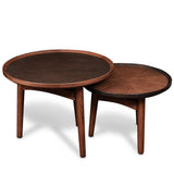 CONSDAN Nesting Table, Wood Coffee Table Set, Side Table Set with Solid Oak Hardwood Structure for Living Room, Bedroom, Balcony CONSDAN