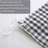 Silnuo Black/White Checkered Ruffle 3-Piece Duvet Cover Set King Size,Washed Cotton Shabby Gingham Plaid Bedding Set Farmhouse Comforter Set(King,Black/White) Silnuo