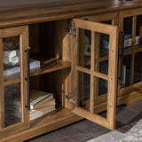 Walker Edison Farmhouse Barn Glass Door Wood Universal TV Stand for TV's up to 64" Flat Screen Living Room Storage Cabinet Doors and Shelves Walker Edison